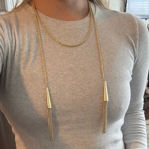 Kendra Scott Gold Long Double-Tassel Necklace